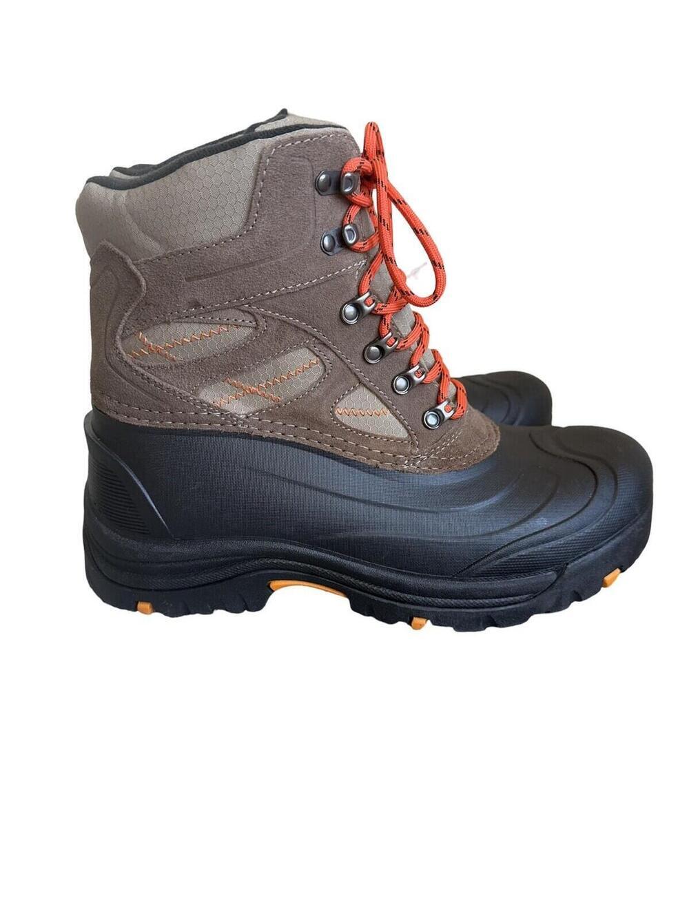 Khombu Mens Lace Up Brown Winter Thermolite Leather Upper Boots 10 New - Picture 2 of 5